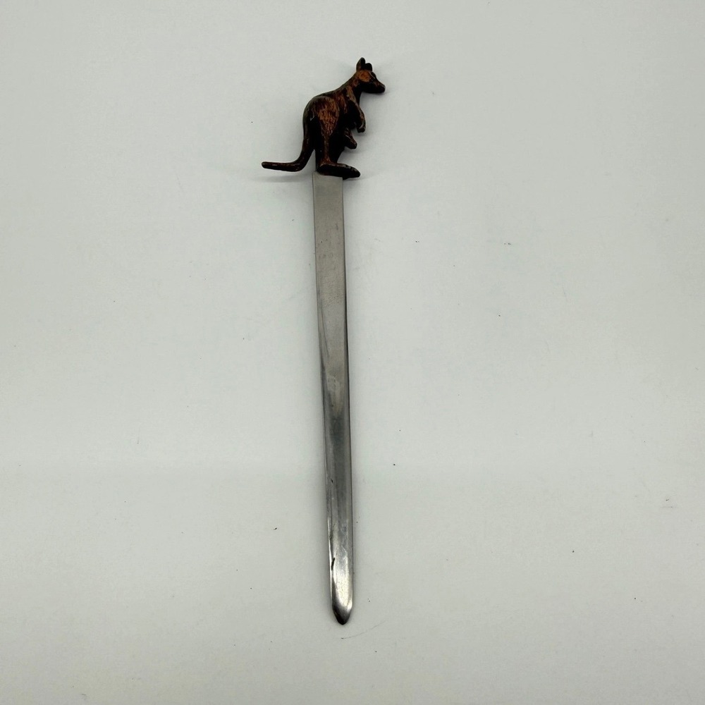 Vintage Kangaroo Letter Opener Desk Accessory Stainless Steel Bronze Tone 981